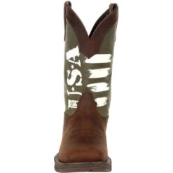 Durango Men's Rebel Army Green USA Print 12" Square Toe Western Boot -BootBase Sales Store DDB0313 front