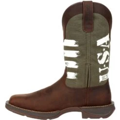 Durango Men's Rebel Army Green USA Print 12" Square Toe Western Boot -BootBase Sales Store DDB0313 instep profile