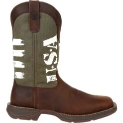 Durango Men's Rebel Army Green USA Print 12" Square Toe Western Boot -BootBase Sales Store DDB0313 profile