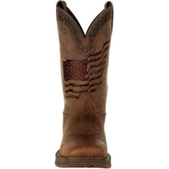 Durango Men's Rebel Distressed Flag Embroidery 12" Sqr Toe Western Boot -BootBase Sales Store DDB0314 front