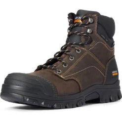 Ariat Men's Treadfast 6" Steel Toe WP Work Boot - Brown - 10034673 -BootBase Sales Store F20 MNS WORK 10034673 3 4 front